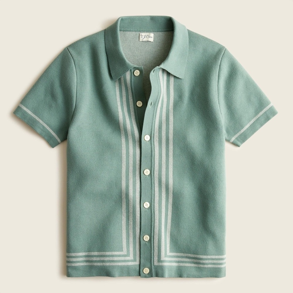 J.Crew retro style short-sleeve cotton cardigan polo sweater *Like New*